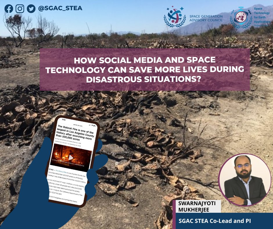 sgac_stea's tweet photo. How social media can save more lives in disastrous situations?
Co-lead of STEA-@SGAC, @swarnajyoti walks us through Bobcatfire case study while highlighting the critical role of @Twitter in wildfire disaster management.
@IAC2021dubai #satellite #socialmedia #Twitter #disaster https://t.co/ukblRSl7qm