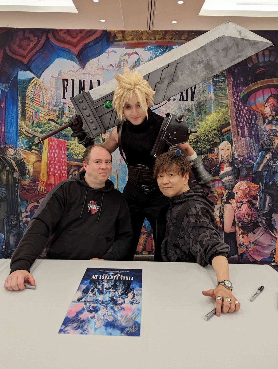 Ryosuke91kc's tweet photo. Met Yoshi P. And Koji Fox at #PAXEast

I was so speechless! They were so cool 😭
Thank you for everything!! Can't wait to see what's next for Final Fantasy and FFXIV!!
@FF_XIV_EN @SquareEnix @pax

#PaxEast2023 #FinalfantasyXIV #FinalFantasyXVI  #FinalFantasyVII #FinalFantasy https://t.co/5I4TMPxq7r