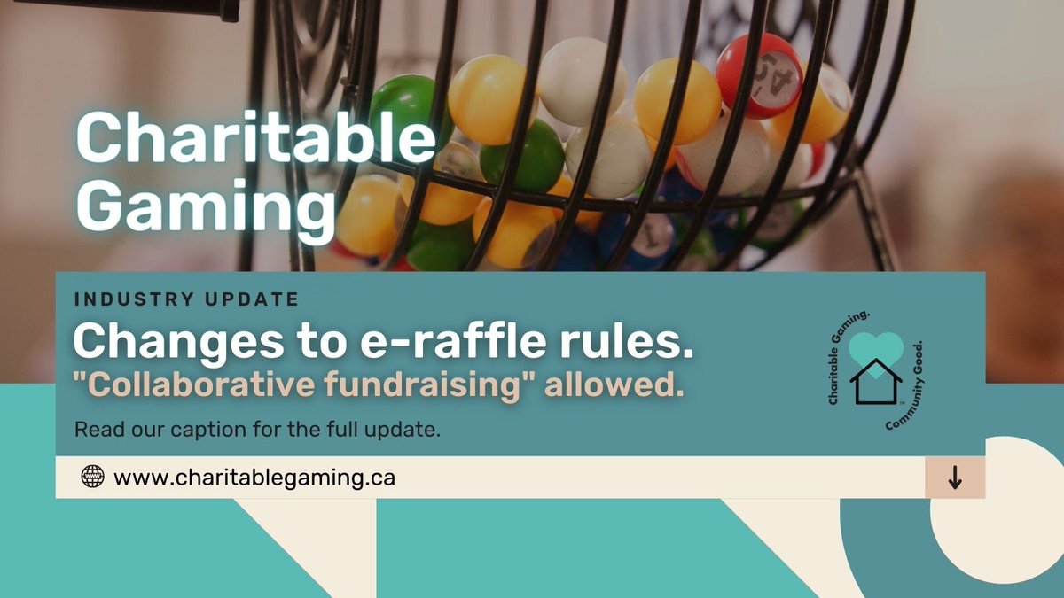 How can a group of charities collaborate on an e-raffle? 

Follow us on Facebook and Instagram to learn more. 

Or subscribe to our email today and never miss an update. 

charitablegaming.ca/contact-us/

 #charitablegamingcommunitygood #charitiablegaming #industryupdates