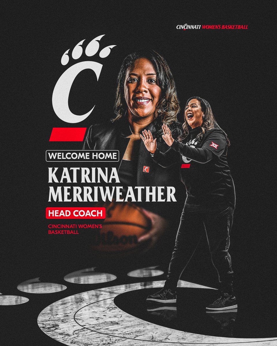 𝐖𝐞𝐥𝐜𝐨𝐦𝐞 𝐡𝐨𝐦𝐞. 🏡

Our own Katrina Merriweather is returning to Cincinnati as the 10th head coach in #Bearcats women's basketball history!

📝: cpaw.me/KM23