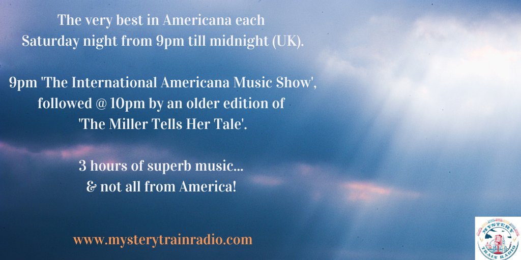 MTrainRadio's tweet photo. Join us for superb #Americana Saturday - just after 9PM UK!

9PM - Michael hosting a globe spanning edition of #TIAMS!

10PM - this week airing an 'International Women's Day' show, inc. music from @PattyGMusic #OhSusanna #ElizabethCook @kittythefool.

https://t.co/ljU7TpzUYl https://t.co/s8fP0VvqHc