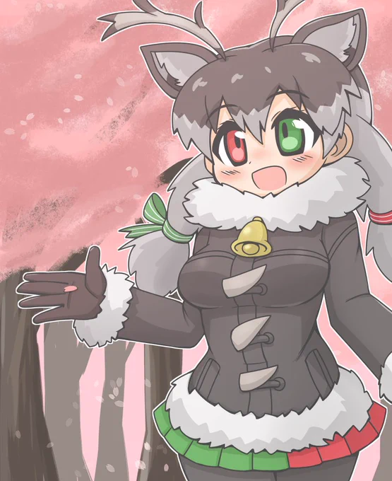 #桜の作品でTLにも桜を咲かせましょう トナカイと桜という組み合わせ 
