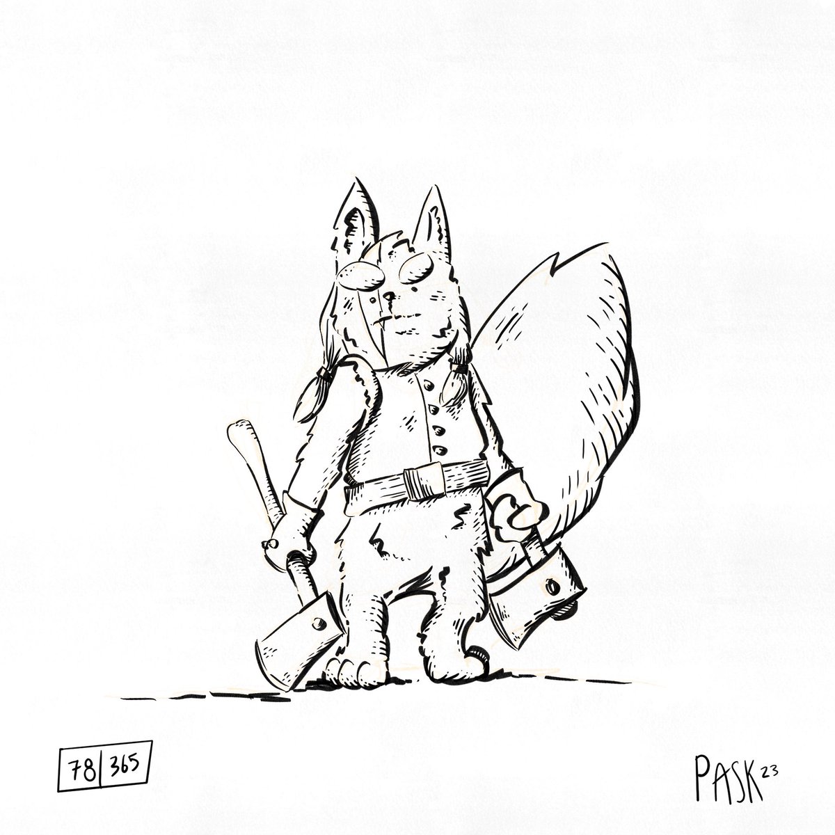 Doodle #078. Apparently arctic foxes are descended from the first Vikings