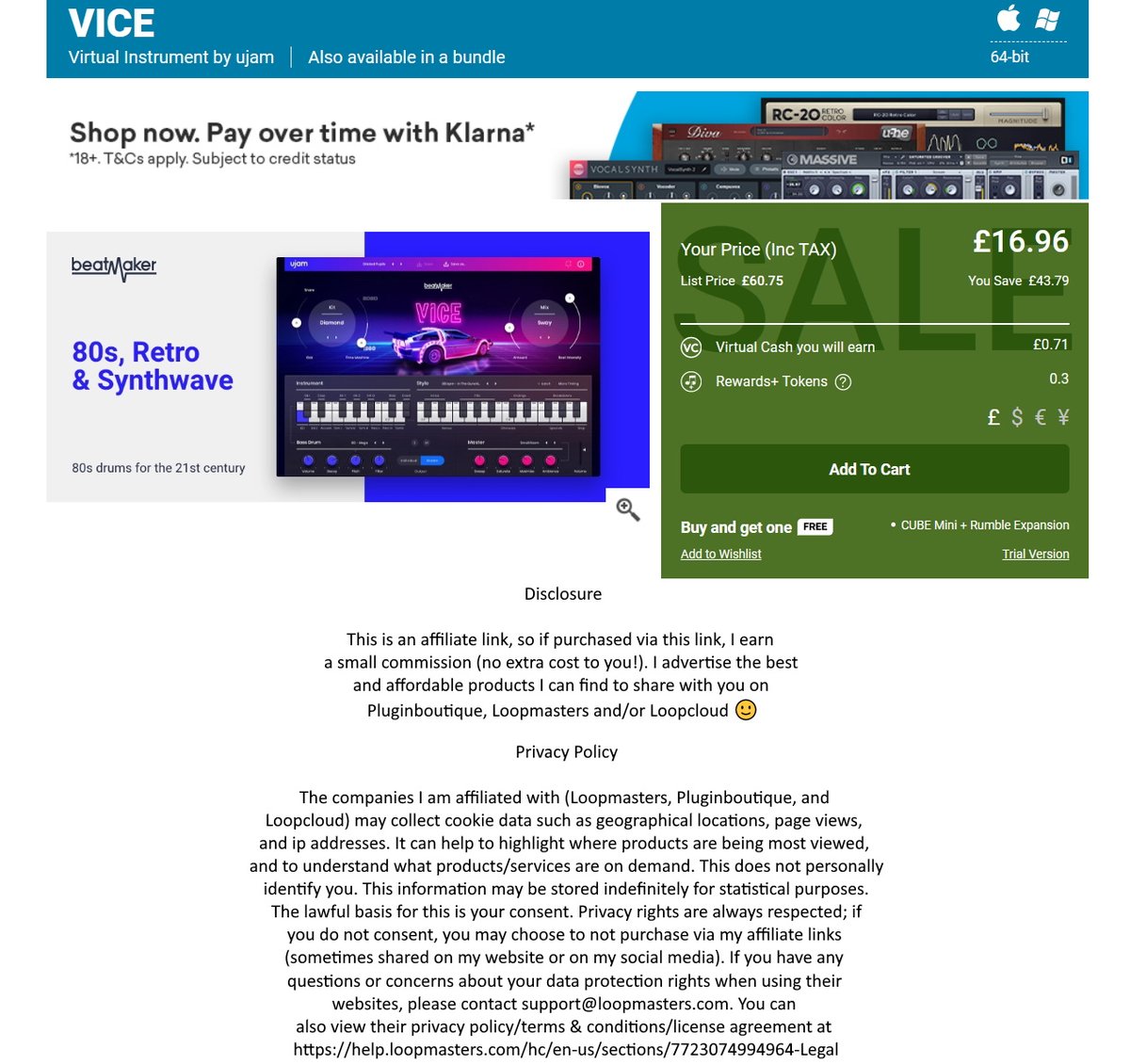 🎹 #80s #retro #synthwave #drummachine #vst called #VICE by #UJAM I found on #PluginBoutique, for my fellow music producers, 72% off!

pluginboutique.com/product/1-Inst…

#music #musicproduction #composers #royaltyfree #musicproducer #virtualinstrument #beatmaker #sale #discounted