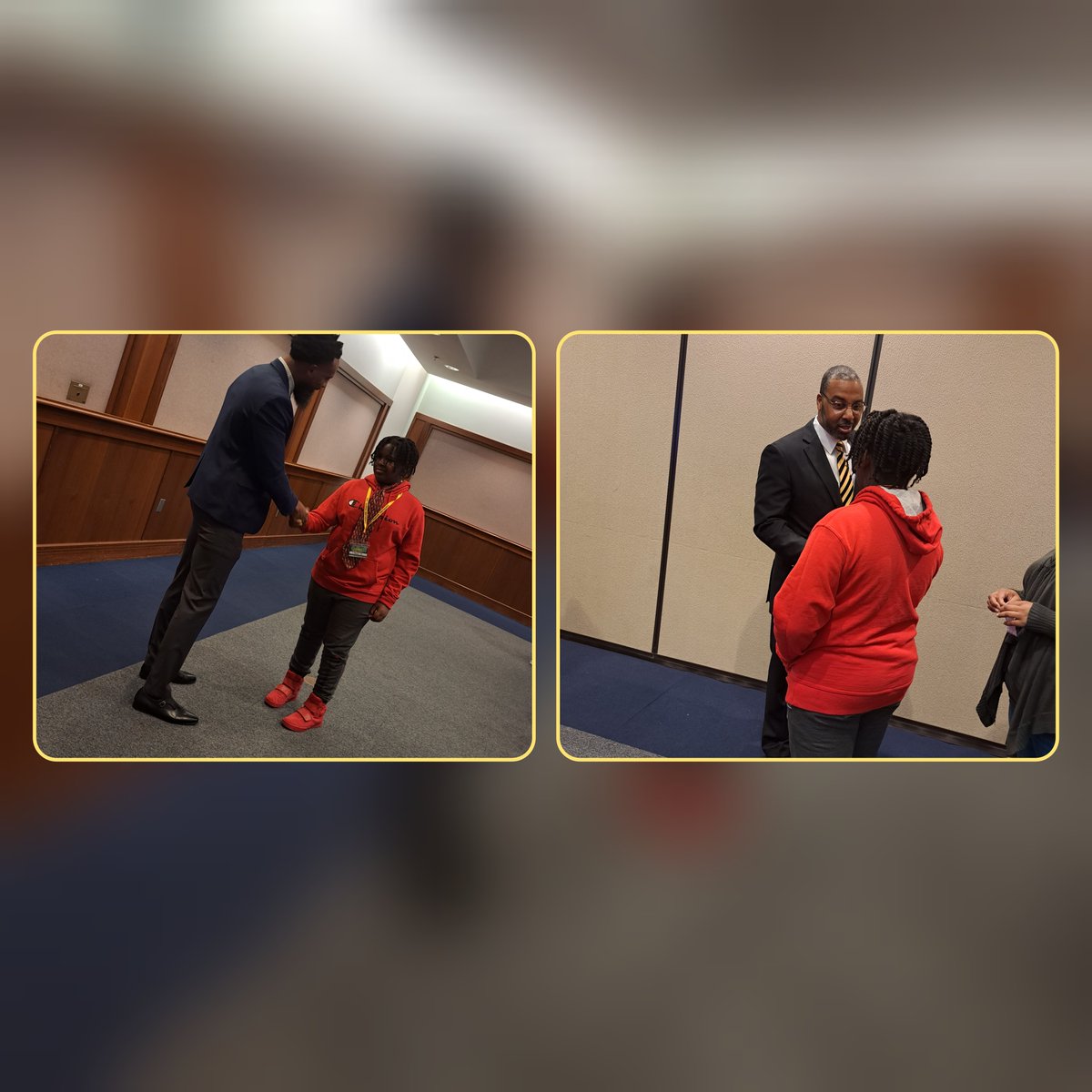 TeamGermantown1's tweet image. Great way to start a Saturday morning at the Omega&apos;s #GameChangerConference. One GES student and parent in attendance...learned how to tie a tie, engage in a proper handshake with eye contact, etc. These are the other skills our young men must learn! #RoleModelsMatter 💜💛🩷💚