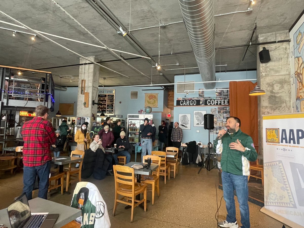 WisDems's tweet photo. Staying warm at the @AAPI_WisDems canvass kick off this morning! 10 days left to get out the vote 💪🗳️

Thanks to Rep @PramilaJayapal, AG @JoshKaulWI, Rep @FrancescaHongWI, and @skchheda for getting us fired up in Madison! https://t.co/05bpWUjCCD