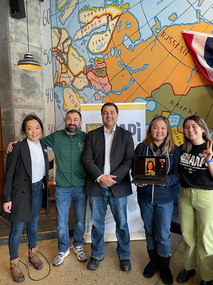 WisDems's tweet photo. Staying warm at the @AAPI_WisDems canvass kick off this morning! 10 days left to get out the vote 💪🗳️

Thanks to Rep @PramilaJayapal, AG @JoshKaulWI, Rep @FrancescaHongWI, and @skchheda for getting us fired up in Madison! https://t.co/05bpWUjCCD