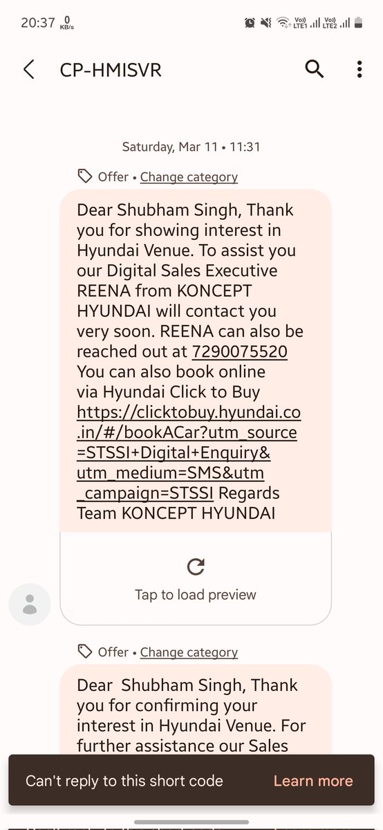 shubhing11's tweet photo. @hyundaiindia it seems your dealers in Delhi are really busy, having booked test drive on two different dealers and getting multiple promises of arranging test drive next day. They have failed to deliver on their promise. Wondering how are they going to respond after Sales. https://t.co/cFwhHXmTsB