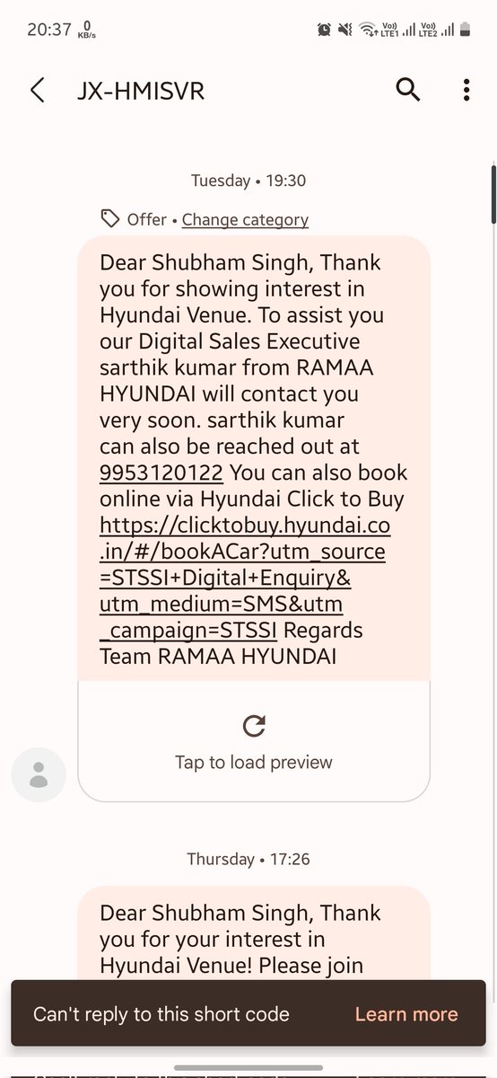 shubhing11's tweet photo. @hyundaiindia it seems your dealers in Delhi are really busy, having booked test drive on two different dealers and getting multiple promises of arranging test drive next day. They have failed to deliver on their promise. Wondering how are they going to respond after Sales. https://t.co/cFwhHXmTsB