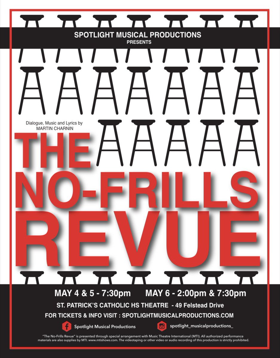 SpotlightMP's tweet photo. Come check out our amazing and hilarious show! Tickets at https://t.co/11FI8vez4U #communitytheatre #torontotheatre #nofrills #nofrillsrevue #musicaltheatre https://t.co/jnAa19sI3P