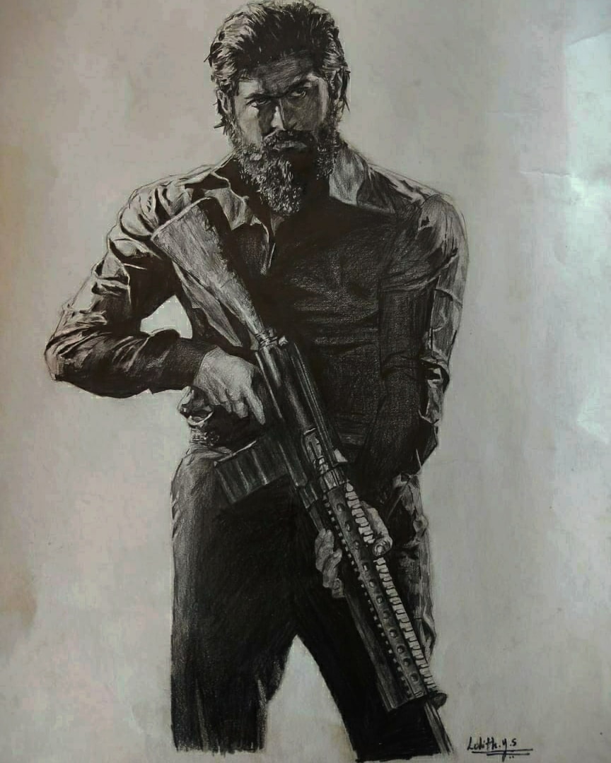 lohithlohi77's tweet photo. Kgf chapter 2 pencil sketch.                      MONSTER👿  #Yash19 https://t.co/9sNIlkMAyS