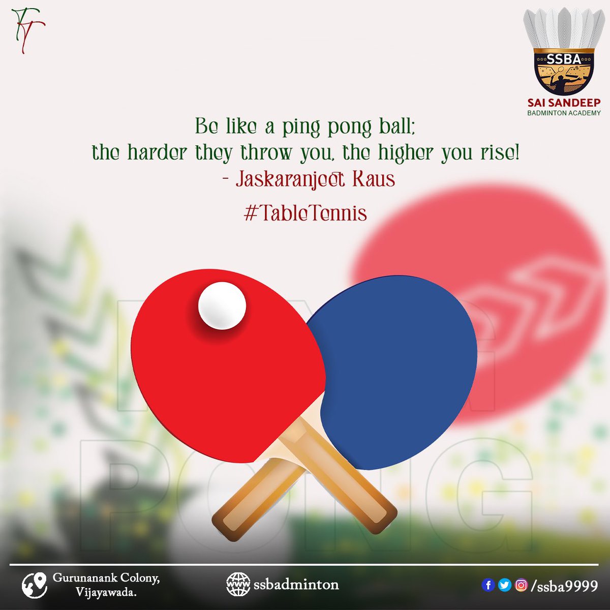 ssba9999's tweet photo. Be like a ping pong ball:
the harder they throw you. the higher you rise! 
   
     - Jaskaranjeeth Kaus 

#tabletennis #tabletennisatvijayawada #tabletennistraining #tabletennisplayer #vijayawadadiaries #SSBA #Vijayawada https://t.co/QeiwXGhFv9