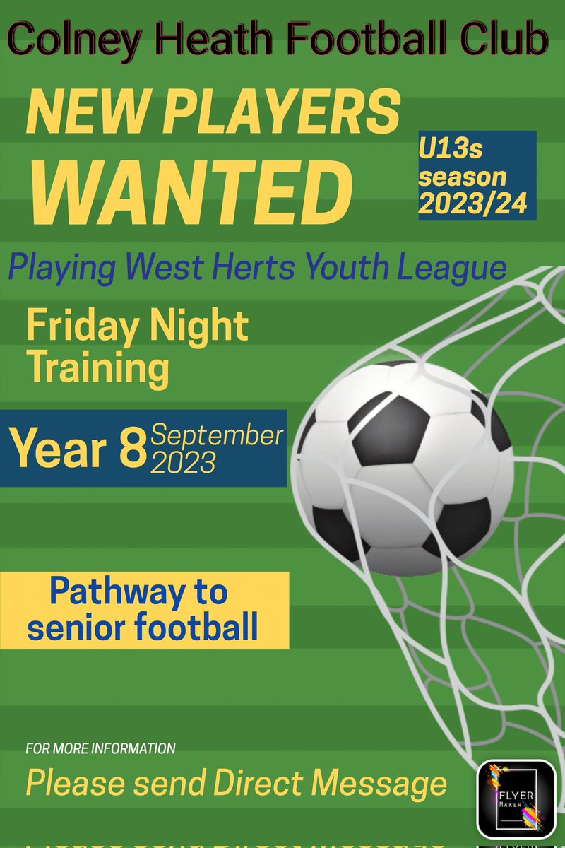 Is your son looking for a new team and new challenge for season 2023/24? 

We are inviting players to come and train with us ahead of next season to add to our current squad of players

Please send me a message if you would like to bring your son along

⚫️⚪️⚽️