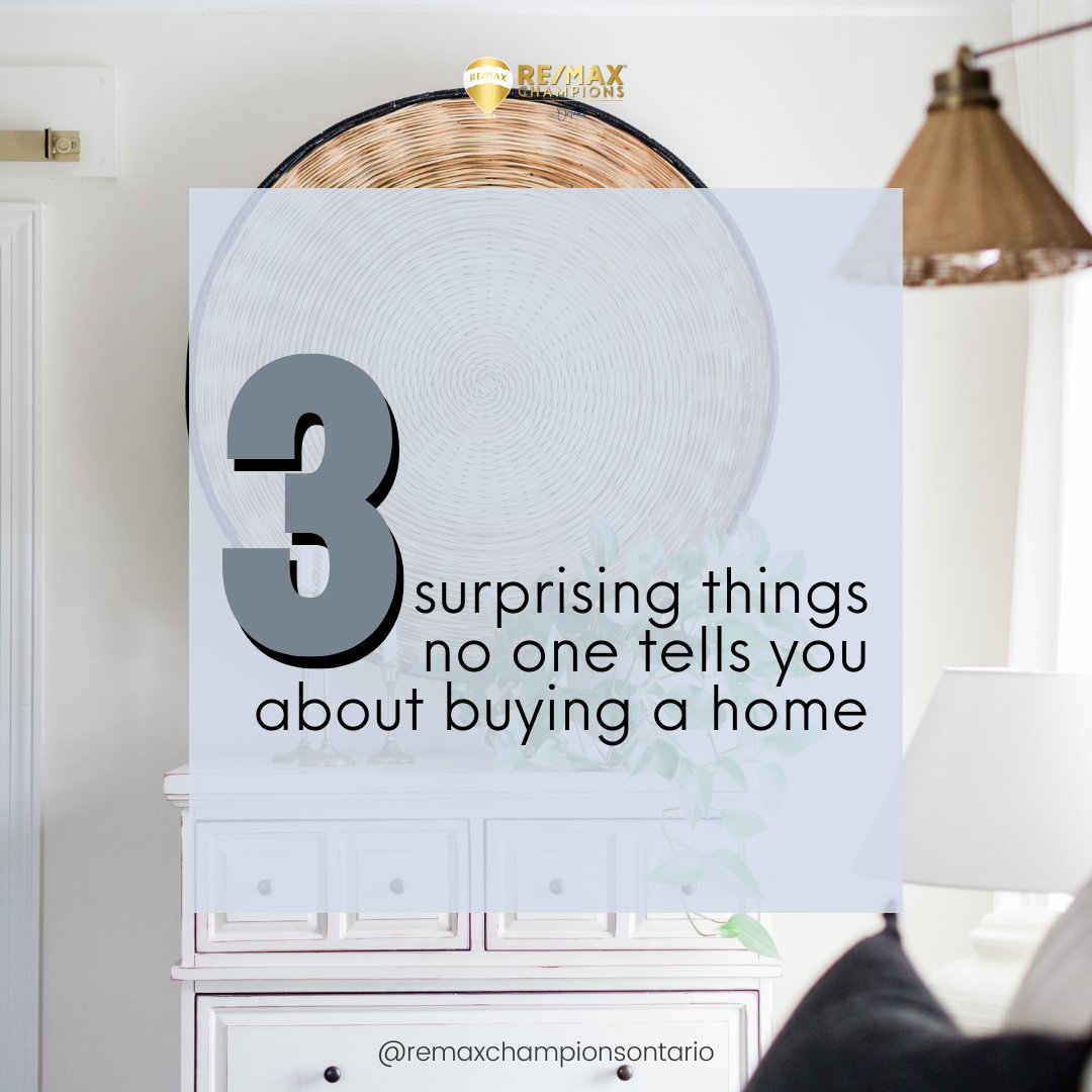 OntarioRemax's tweet photo. Did you know that buying a home comes with a whole bunch of surprises? Here are 3 things NO ONE told us about buying a home:

👉Closing costs can add up to lots of dollars!
👉Home inspections can be a wild card.
👉The neighborhood can be just as important as the house itself! https://t.co/y3358n0hRb