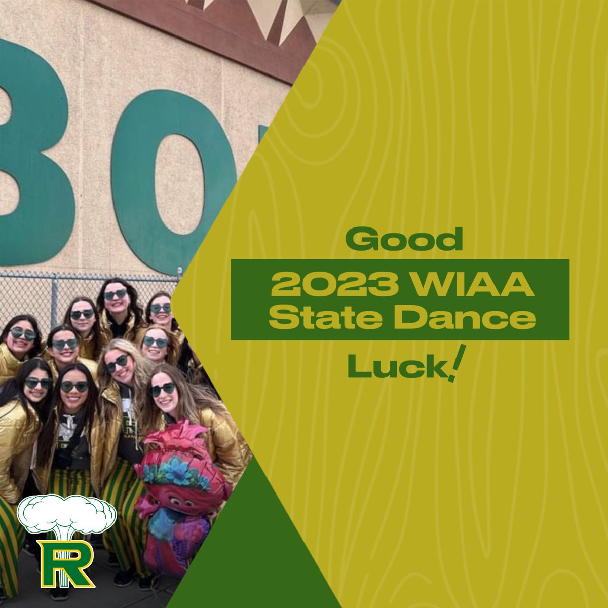 bomberathletics's tweet photo. Good luck to our @rhsgoldrush Dance Team as they compete at State today!! First competition time is 3:20 (Pom) and then 6:35 (Show)!! #gobombers #goldrushdance #statedance https://t.co/oYnAYlnXST
