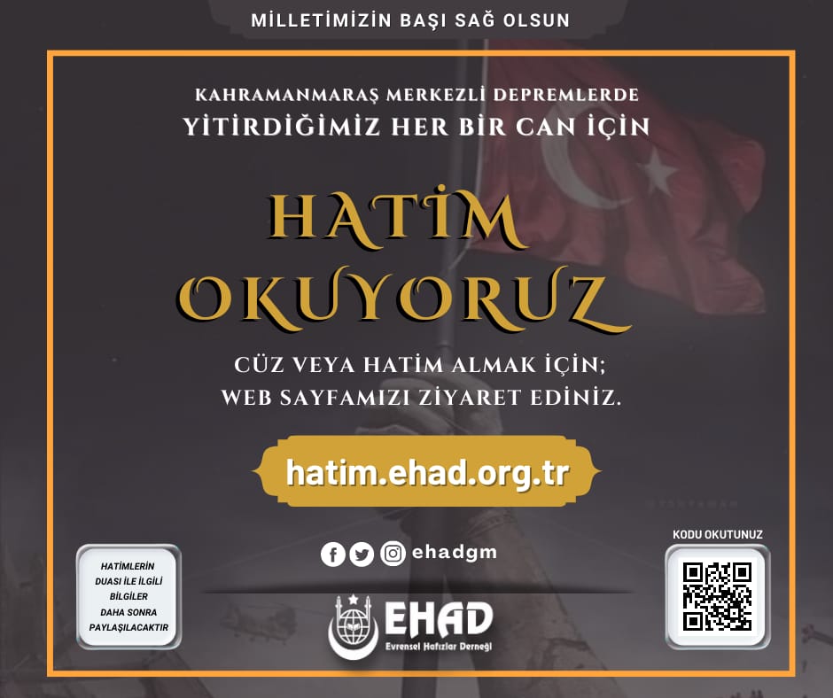 ehadgm's tweet photo. 50 bin 96 deprem şehidimiz için hatim okumaya devam ediyoruz...
An itibariyle hatim sayımız 30 bini aştı.
İlgi ve çabalarınızdan dolayı teşekkür eder şehit olan vatandaşlarımıza Allah'tan rahmet dileriz.

https://t.co/DFWRtVoPET https://t.co/vv2njEuAV8