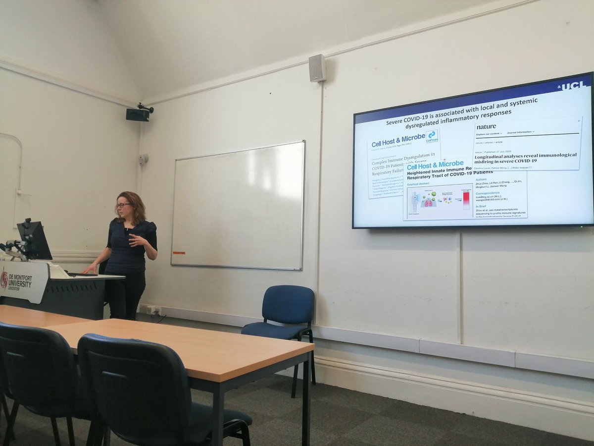 A pleasure to have had <a href="/akreuschl/">AK Reuschl</a> visit us at <a href="/dmuhls/">HLS</a> and tell us all about SARS-CoV-2 and innate immunity! And thanks from our PGRs for her advice on research!