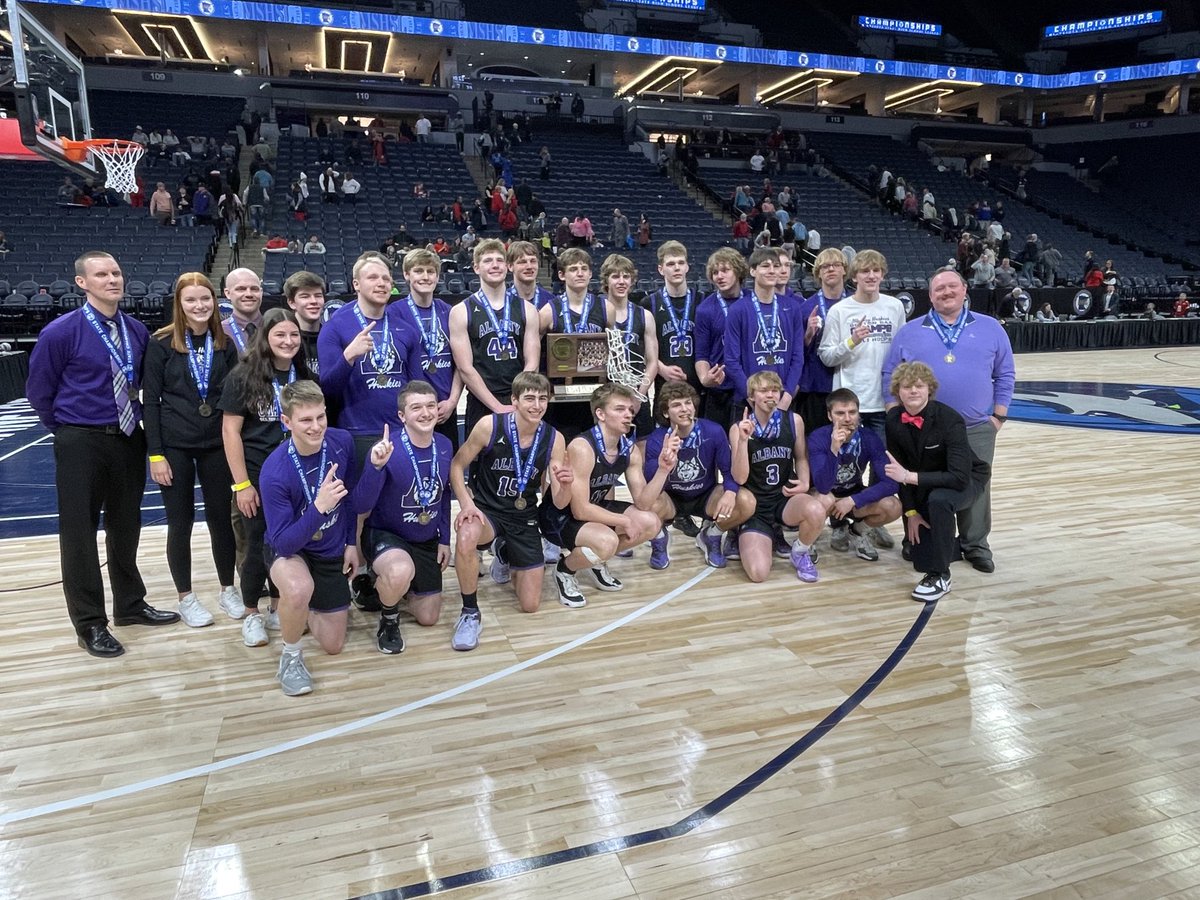 MSHSL's tweet photo. Meet Albany, the Class AA Boys Basketball champion for 2023. https://t.co/NOORcadMM0