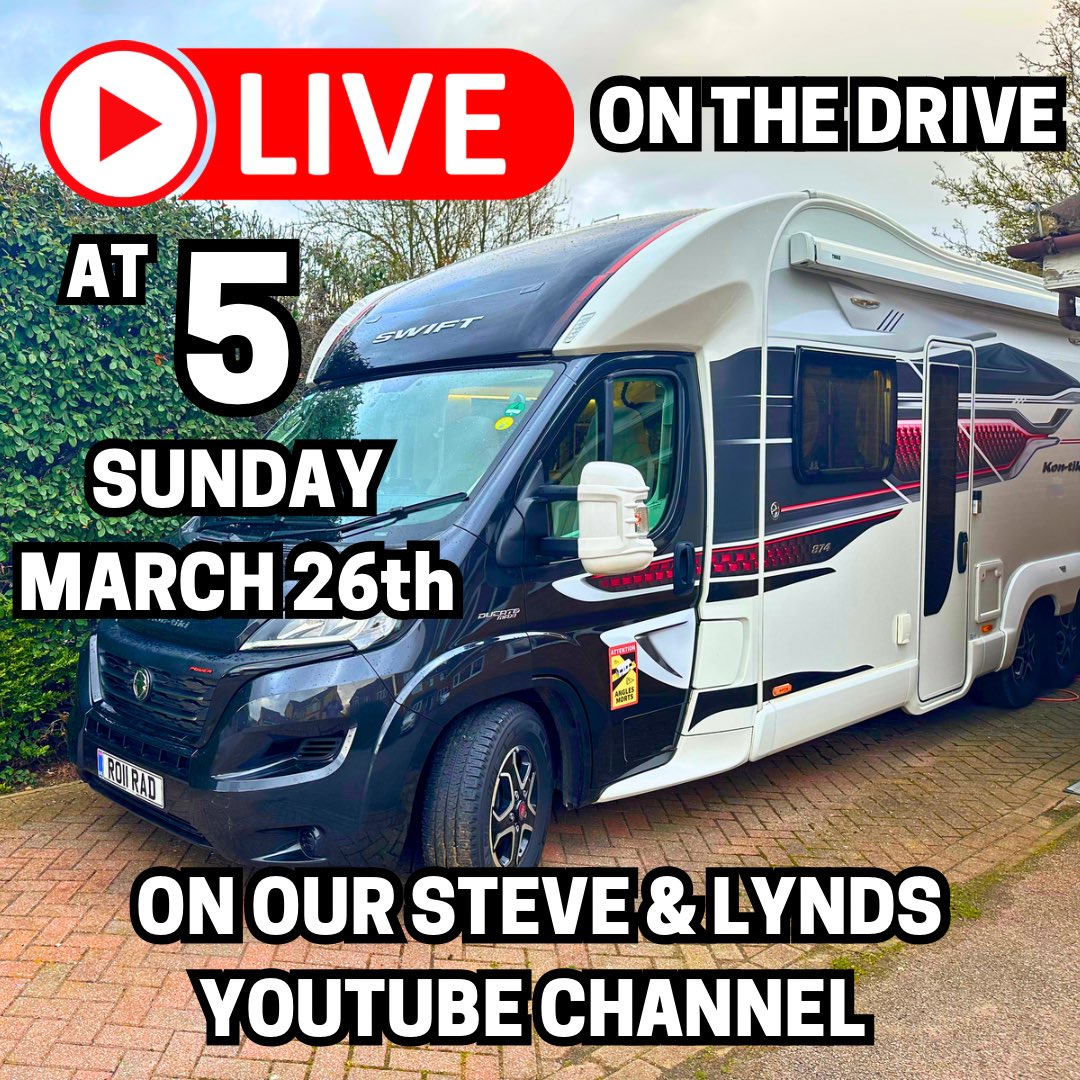 To celebrate the beginning of British Summer Time and to let you know what 3 brand new countries were off to in our motorhome next Friday we’re going to go live on Sunday March 26th at 5pm on our other channel Steve &amp; Lynds.
Make sure you’re subscribed…
youtube.com/@Radfords