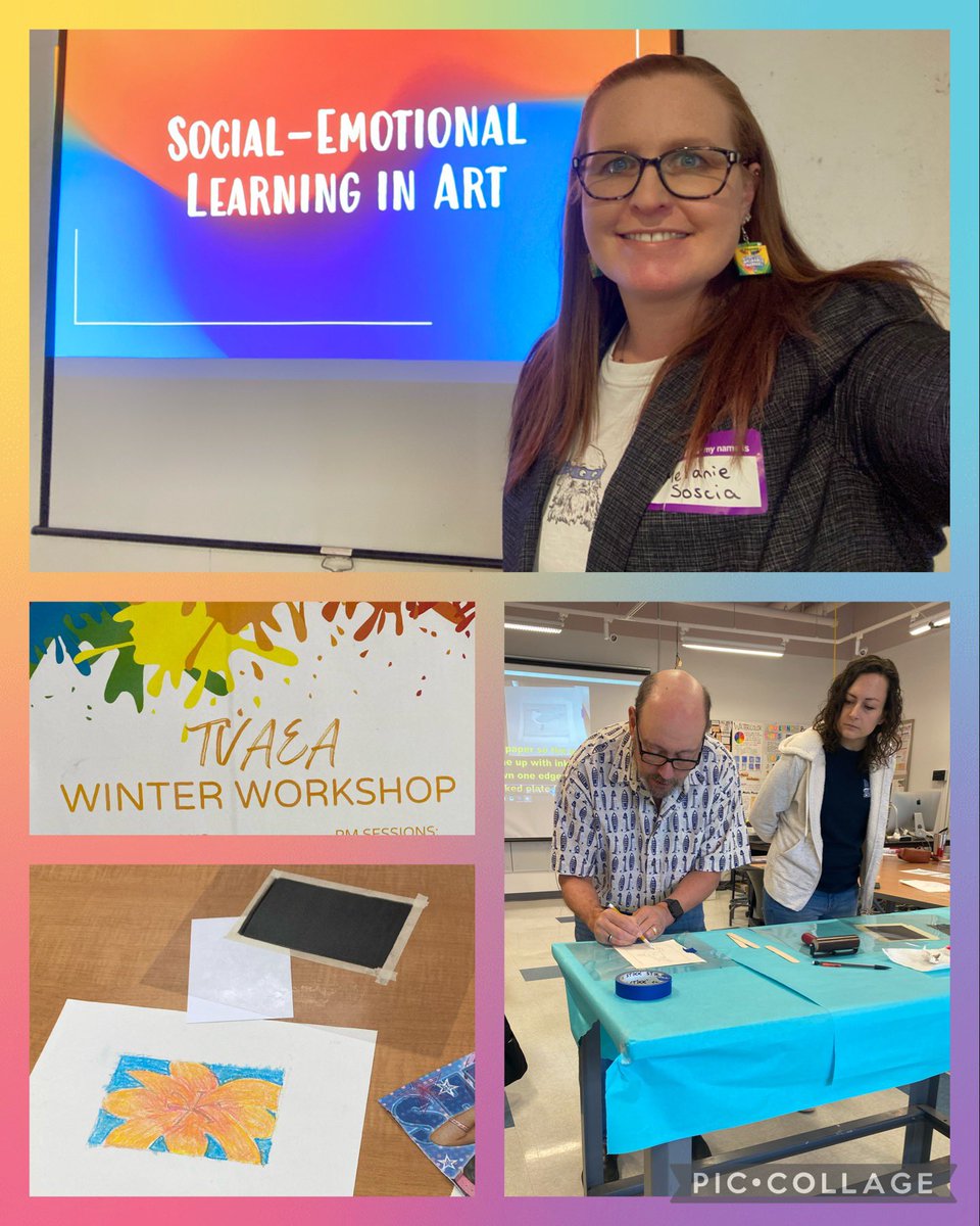 Had a great time at this morning’s  @TidewaterVAEA Winter Workshop! I learned about trace monotype printing this morning to create a lily print. First time I’ve ever presented a session and I’m glad I had an intimate group of teachers to work with! 👩‍🏫👩‍🎨#VAartedyam23 #TVAEA #VAEA