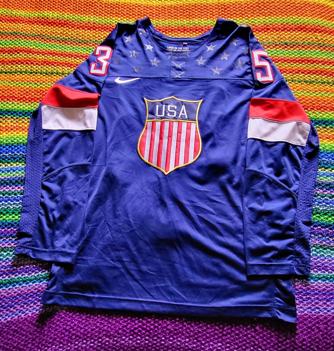 card_boarded's tweet photo. Picked up another awesome piece for my Jimmy Howard collection on eBay recently. This is my second Howard jersey now. The funny thing is neither of them is a Red Wings jersey. #JimmyHoward #TeamUSA 🇺🇲 https://t.co/roed2iuR94