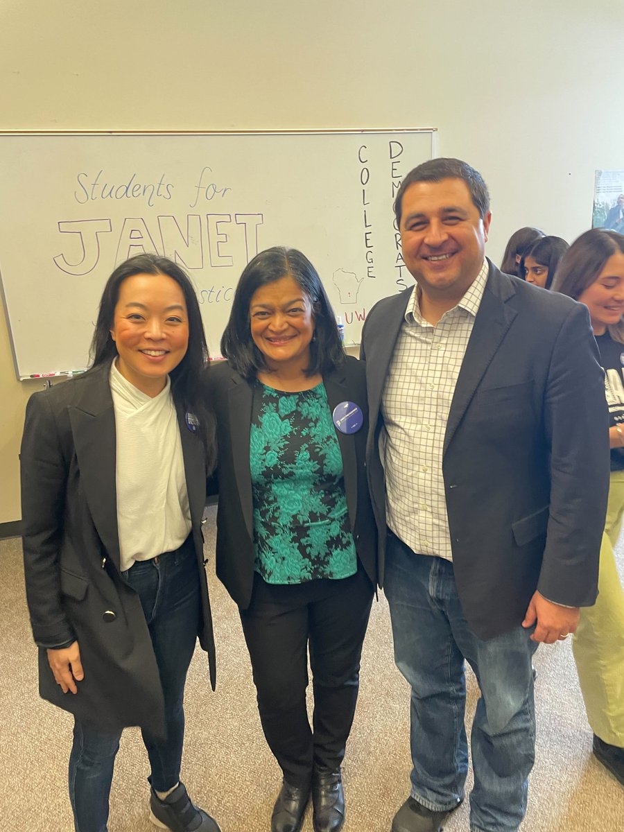 PramilaJayapal's tweet photo. On the ground in Wisconsin with @WisDems chair @BenWikler and his son Mac! Ben is an AMAZING progressive organizer who is changing politics in Wisconsin.

Wisconsin Democrats are in great shape with Ben at the helm. The future has never been brighter! 👏🏾 https://t.co/0JMPz96EDW