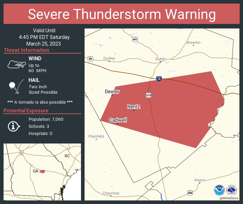 NWS Atlanta on Twitter "Severe Thunderstorm Warning continues for