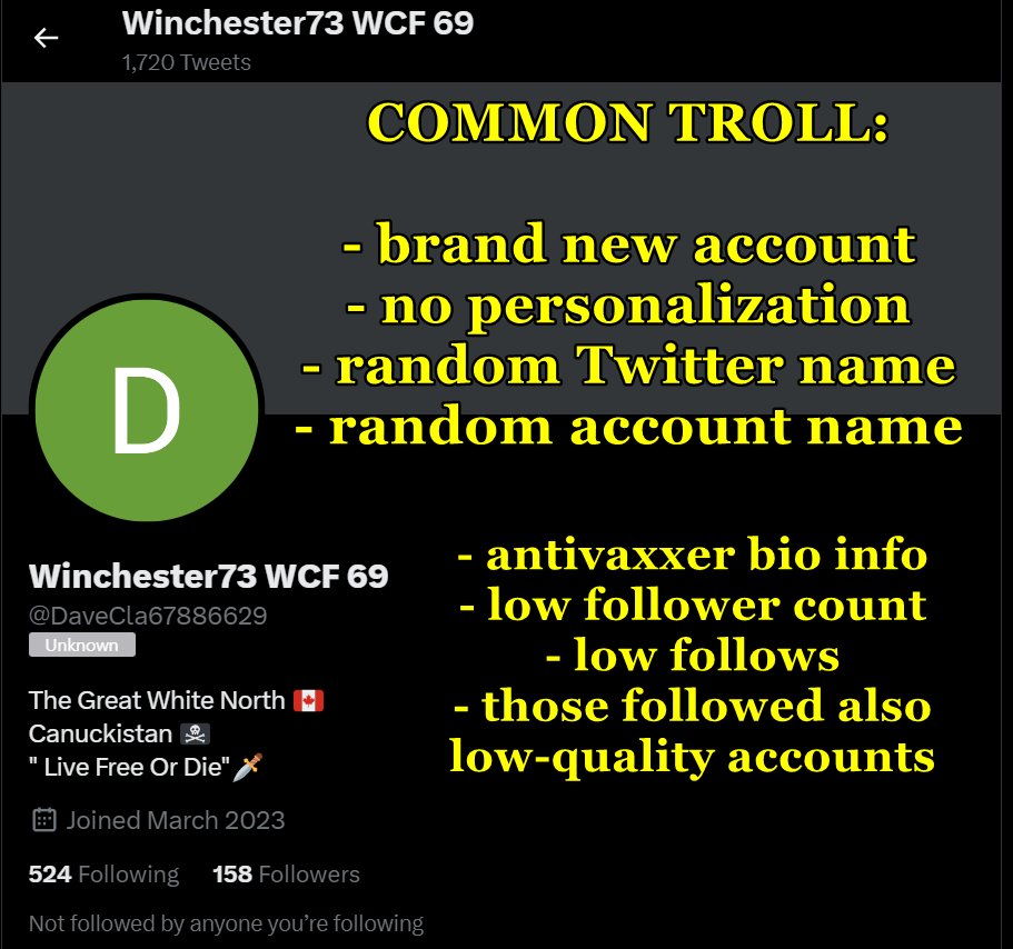 ScienceNotDogma's tweet photo. 5/5 Lastly, ALWAYS vet new followers: check for them daily and scan their timelines for significant misinfo/disinfo.
You also never know who might be tweeting replies to #trollswarms to encourage #dogpiling on you.
#BeAware of who's following you and be proactive in checking.✅ https://t.co/Qg28sHSg8a
