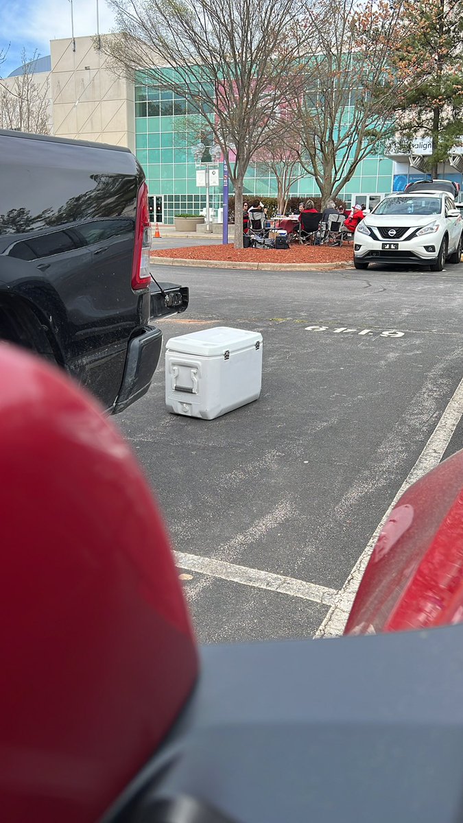 amyline's tweet photo. There would be plenty of Premier parking if the parking attendants @PNCArena enforced the rules!  This is getting ridiculous. A parking space for your cooler. @Canes https://t.co/6Isc1ahn2B