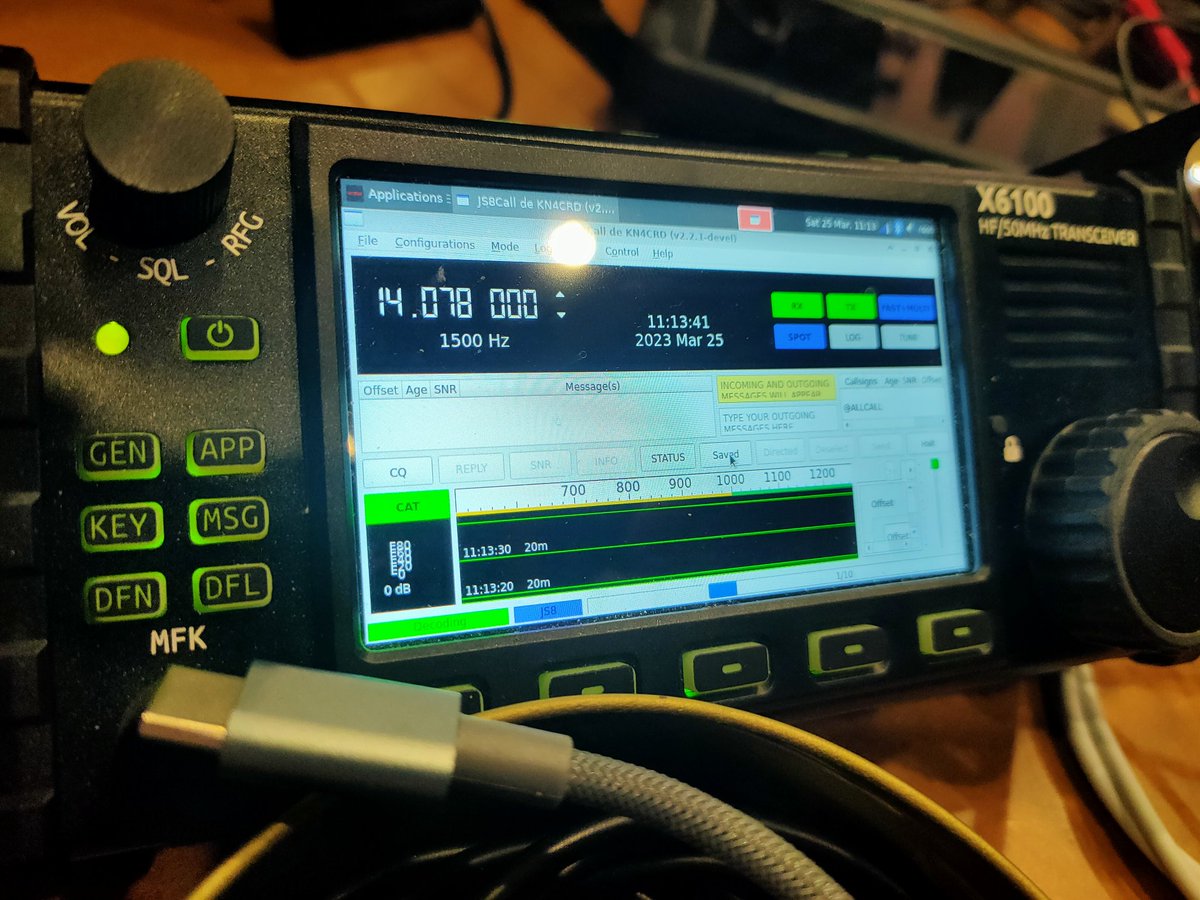F4EED's tweet photo. Grâce à @hb9vcj  et @isithran durant #ondexpo2023 on a pu tester le double boot sur une armbian sur le #xiegu #x6100 trouvable chez @radioamateur https://t.co/0eih4DxlOf