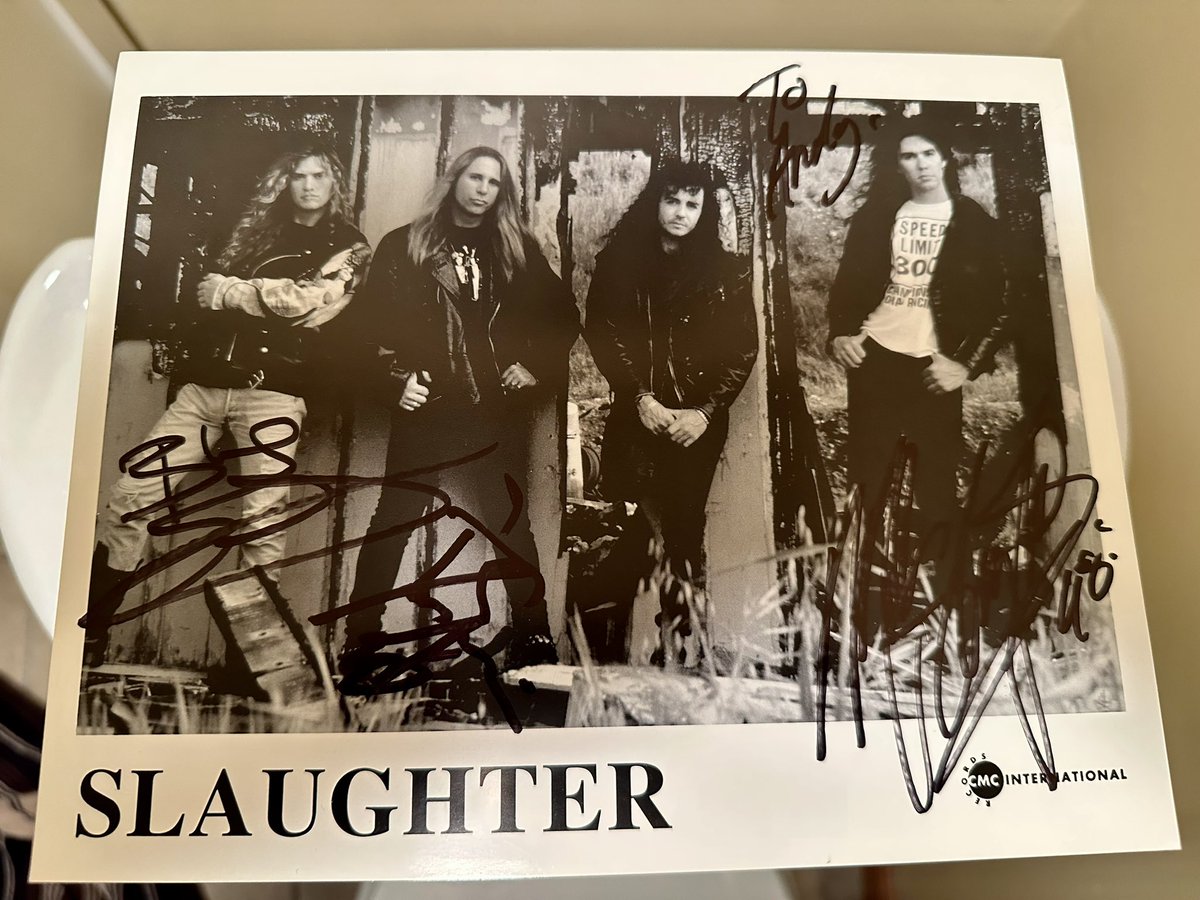 Andy_Rower's tweet photo. We are in Wyandotte tonight to see Slaughter at Smugglerโs Run. I donโt think Iโve seen them live since they played Toledo at the Crobar in 1995. I got the chance to interview bassist Dana Strum on their tour bus after that show. Canโt wait to see them again! ๐ค#RIPTimKelly https://t.co/FGqQIduq83