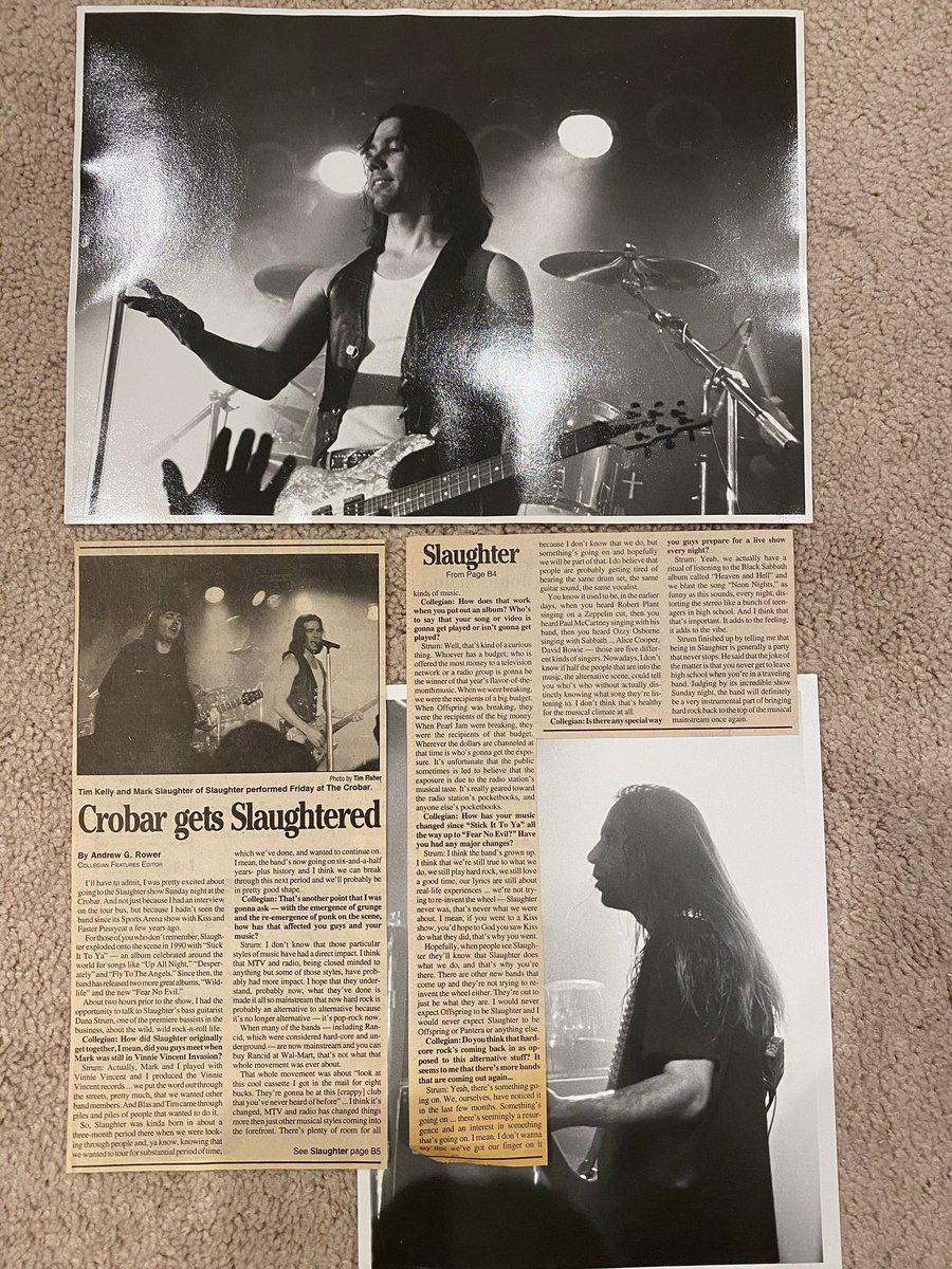 Andy_Rower's tweet photo. We are in Wyandotte tonight to see Slaughter at Smugglerโs Run. I donโt think Iโve seen them live since they played Toledo at the Crobar in 1995. I got the chance to interview bassist Dana Strum on their tour bus after that show. Canโt wait to see them again! ๐ค#RIPTimKelly https://t.co/FGqQIduq83