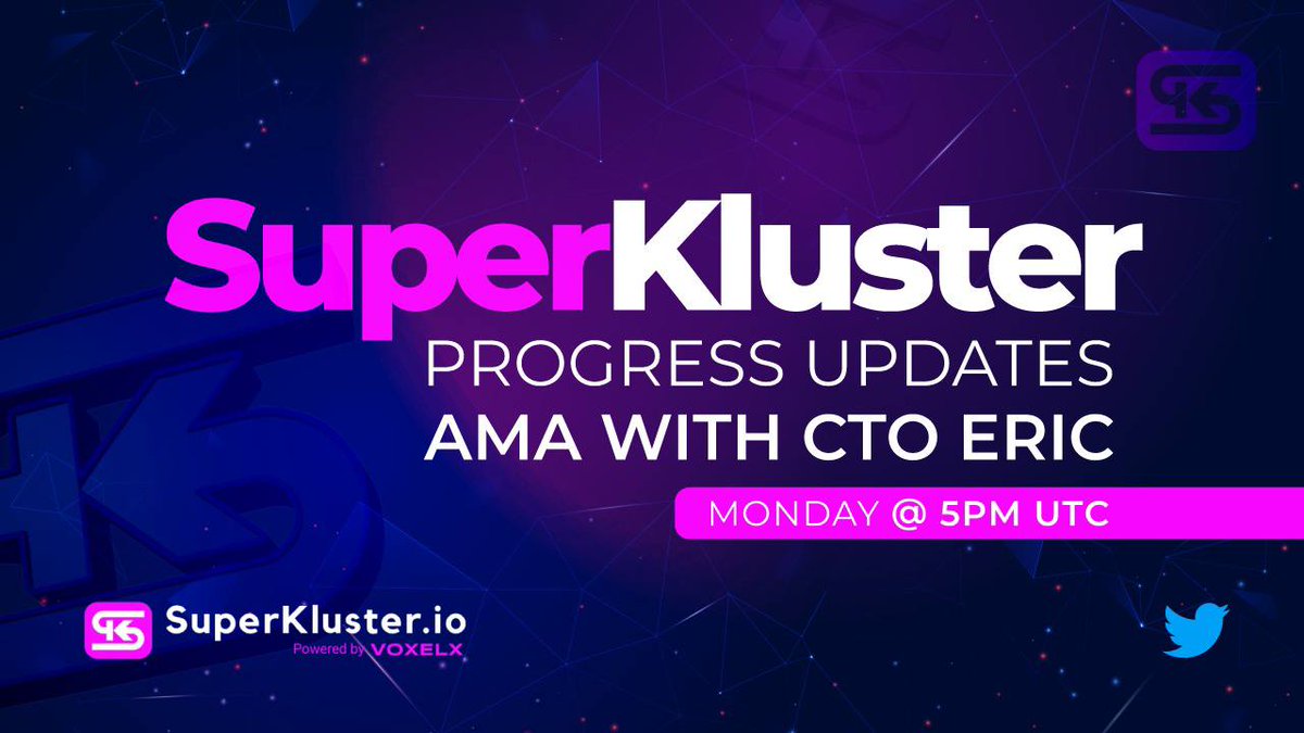 VoxelXnetwork's tweet photo. Join us on Twitter Spaces on Monday 5PM UTC for an AMA with Voxel X CTO!

Get your questions answered on updates, next steps, and what to expect from SuperKluster launch. Don't miss out!

Set Reminder:
https://t.co/oHSILGLNMY

 #VoxelX #AMA #TwitterSpaces #CryptoCommunity https://t.co/0SVxGJYITI