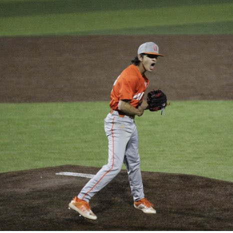 His emotion and feeling of accomplishment in his role as a pitcher! 
<a href="/AJSanchez_05/">Antonio J. Sanchez</a> Pitching line of the 11 Innings of Play in Game 1 vs Eagle Pass 

IP-6, H-5, R-0, BB-2, K-10

🤘🏻⚾️🧡 - Beyond Proud! #21
