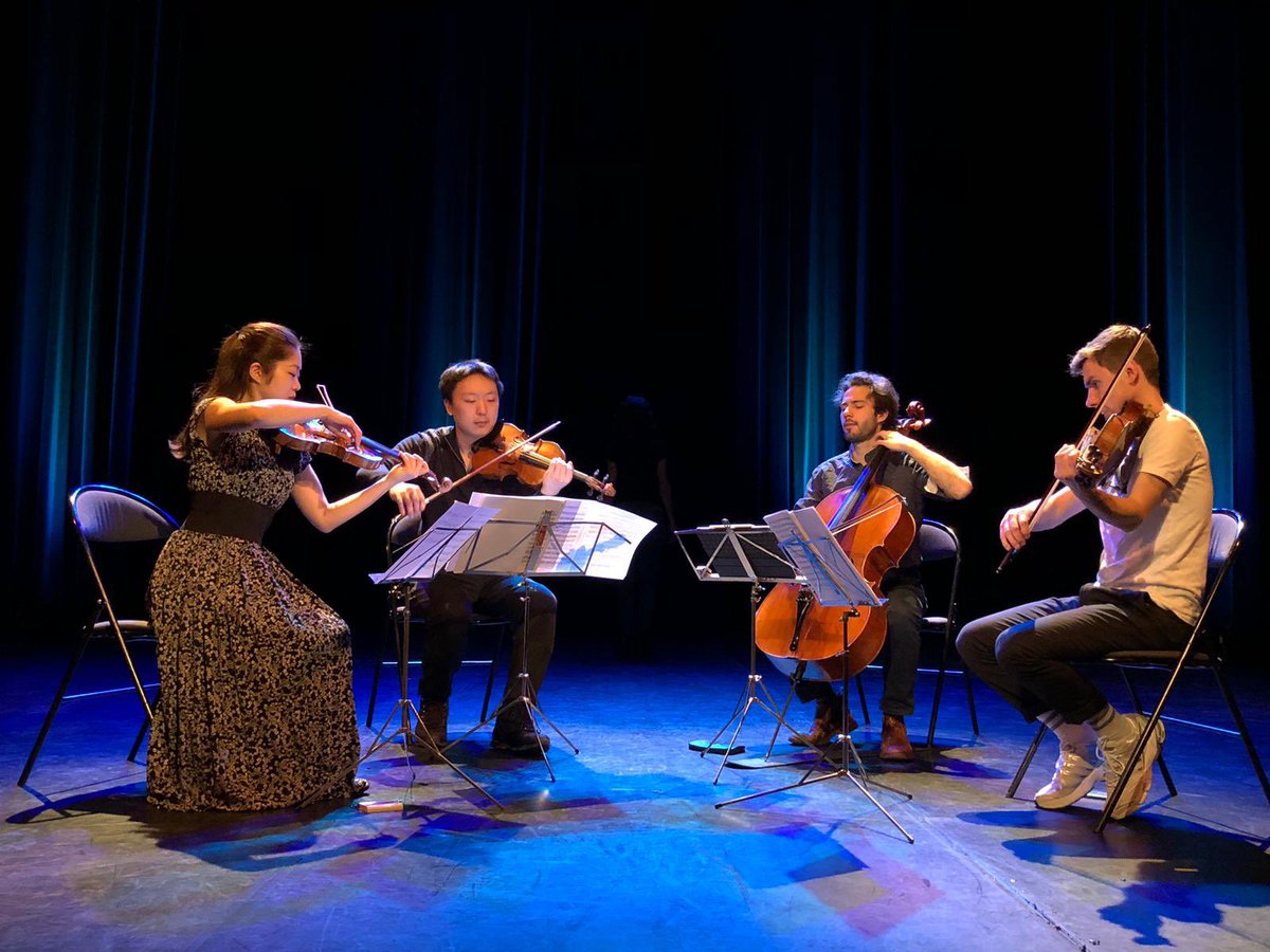 fmsperpignan's tweet photo. En répétition pour le concert du dimanche 26 mars à 17h au Théâtre Municipal Jordi Pere Cerdà (entrée libre) Le Quatuor Cervin place l’âme à l’avant-scène du répertoire intime de  la musique de quatuor : #Haydn, Nielsen et #Schubert. @perpitourisme @MairiePerpignan #perpignan https://t.co/ir45nIRSQc