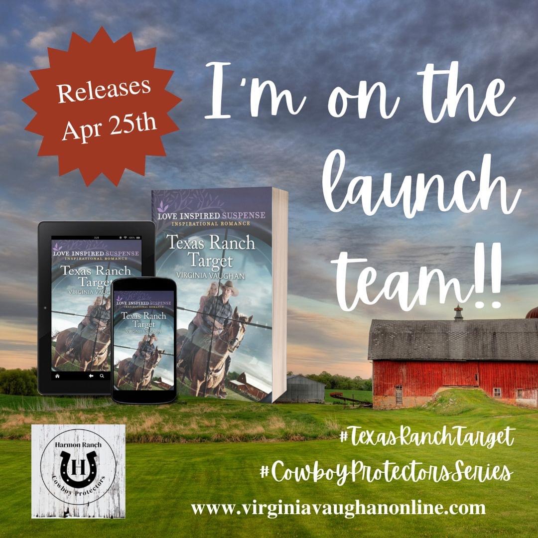 MarieEdwards429's tweet photo. Thrilled to be on the launch team for @ginvaughan #VirginiaVaughan’s #TexasRanchTarget the second book in her #CowboyProtectors series from @LoveInspiredBks #LoveInspiredSuspense @HarlequinBooks https://t.co/dd6ONE0uLd