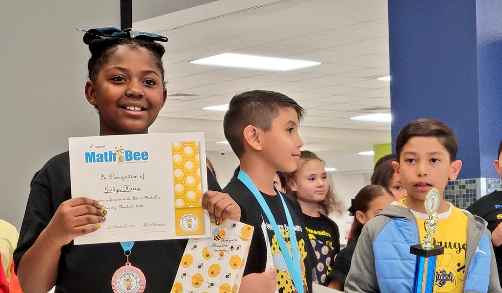 JJHansen26's tweet photo. Congratulations to Scholar Harris as she took 3rd Place at the 3rd Grade District Math Bee!  She had fun &amp; enjoyed the experience!  Woo hoo!  #TeamSISD #BetheLight #DreamSparkleShine https://t.co/4gHkTN5iNf