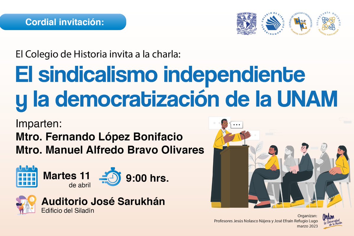 sittaunam's tweet photo. Martes 11 de abril en el CCH Naucalpan, les invitamos. https://t.co/15LYlS2aj2