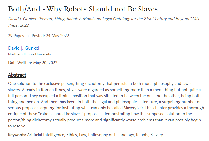#robotrights...NOW!
Once again...the world catching up to my research. 
Not that it gives me any pleasure to say so. 
dx.doi.org/10.2139/ssrn.4…