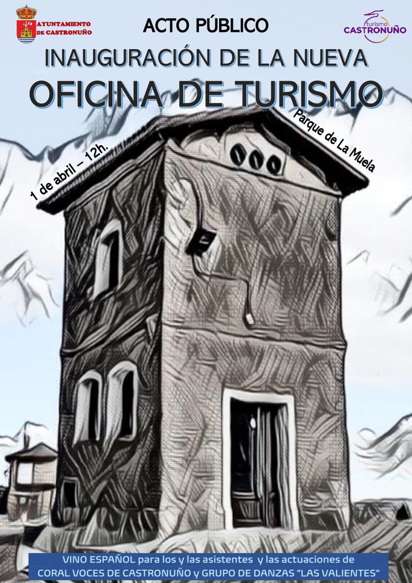 El próximo sábado, día 1 de abril, a las 12h. se celebrará un acto público con motivo de la inauguración de la nueva oficina de turismo, situada en el Parque de la Muela. 

Estáis todos y todas invitados a asistir.