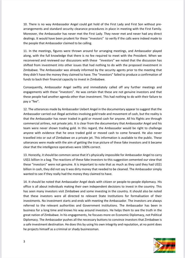 ProfJNMoyo's tweet photo. Ambassador Plenipotentiary @UebertAngel's presser, which makes his bad situation worse.

NB: Having been captured on camera saying crap to the "investors" and to Henrietta Rushwaya over the phone - the issue for Uebert is about the crap he SAID, and not what the "investors" DID! https://t.co/OzNq5dZyx0