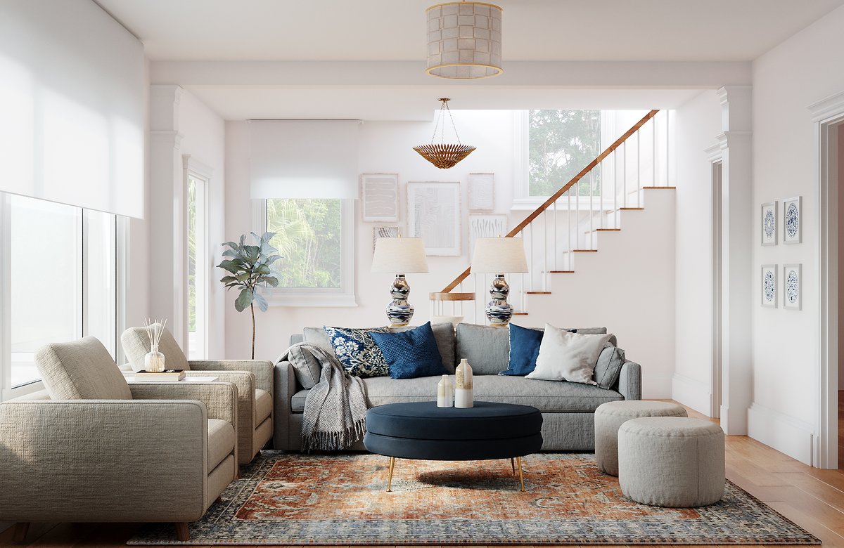 Decorilla's tweet image. Decorilla designer, Maya M., found the perfect balance between style and comfort with this transitional design for our client! 💫 😍

Visit Decorilla.com for more design inspo! #transitionalstyle #homedecor #interiordesign  #timelessbeauty