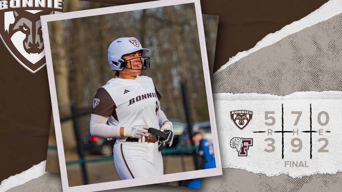 BonniesSoftball's tweet photo. FINAL | #Bonnies hang on to beat Fordham, 5-3, in game one of the series.

Back for games two and three tomorrow at noon. https://t.co/5heUscp2CG