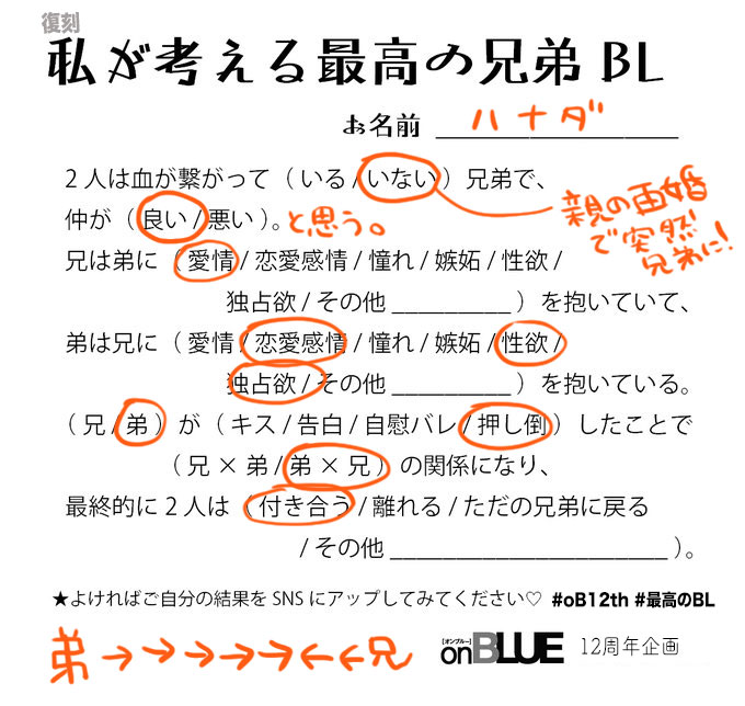 #最高のBL
面白そうだったから考えてみた。
弟セコムが好き 