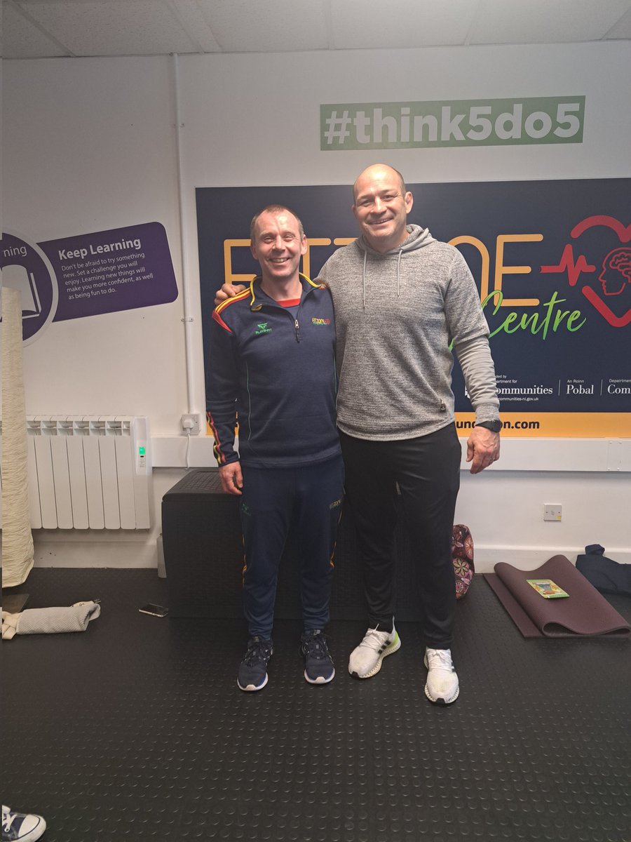 Fitman99's tweet photo. Met a gentleman and legend today in @RoryBest2 with @sported_NI . It was great telling them our Fitzone story and the great work we do and I thank them for taking the time to visit us. #Thankful #MentalHealthMatters #CONNECT https://t.co/s0cEEVw8Ot