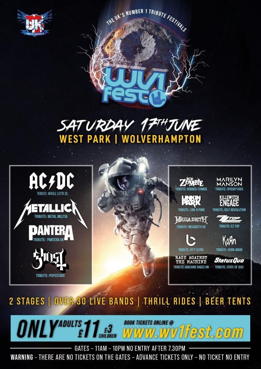 WV1FEST - The Uk's Biggest Tribute Festival Returns to West Park Wolverhampton this June. Tickets from only £11.. This Festival is not to be missed ! Advance tickets only - No tickets on the gates - Book Here Now : eventim.co.uk/event/wv1fest-…
