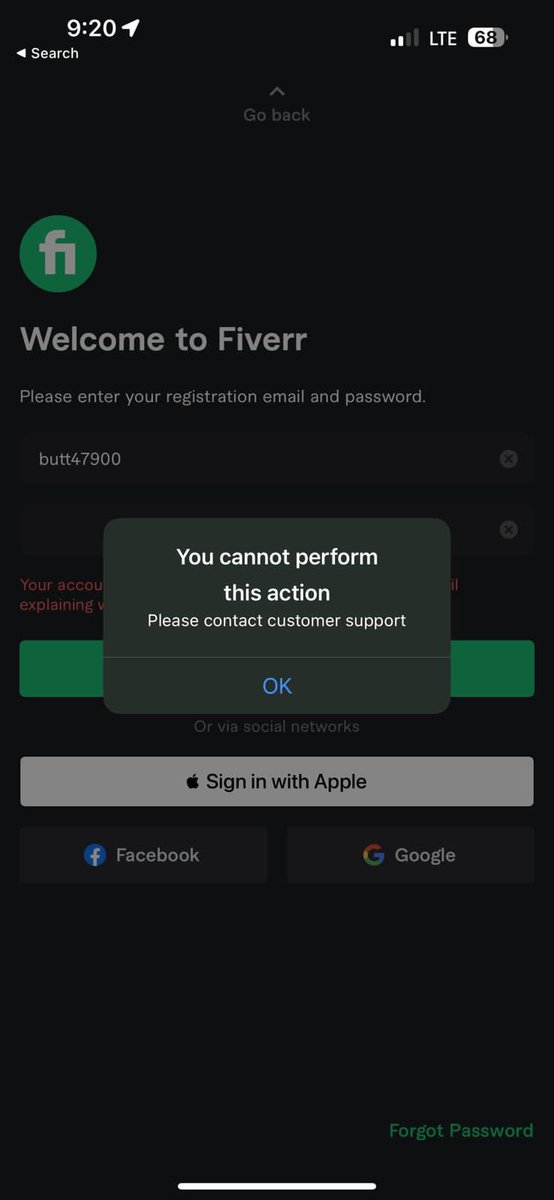 butt47900's tweet photo. @FiverrSupport I tried to login and this happened. I am unable to make new ticket.I tried much hard with this account, my feedback and account stats tell the rest story. I truly want a fair review again. @FiverrSupport https://t.co/hXdagknkZ3