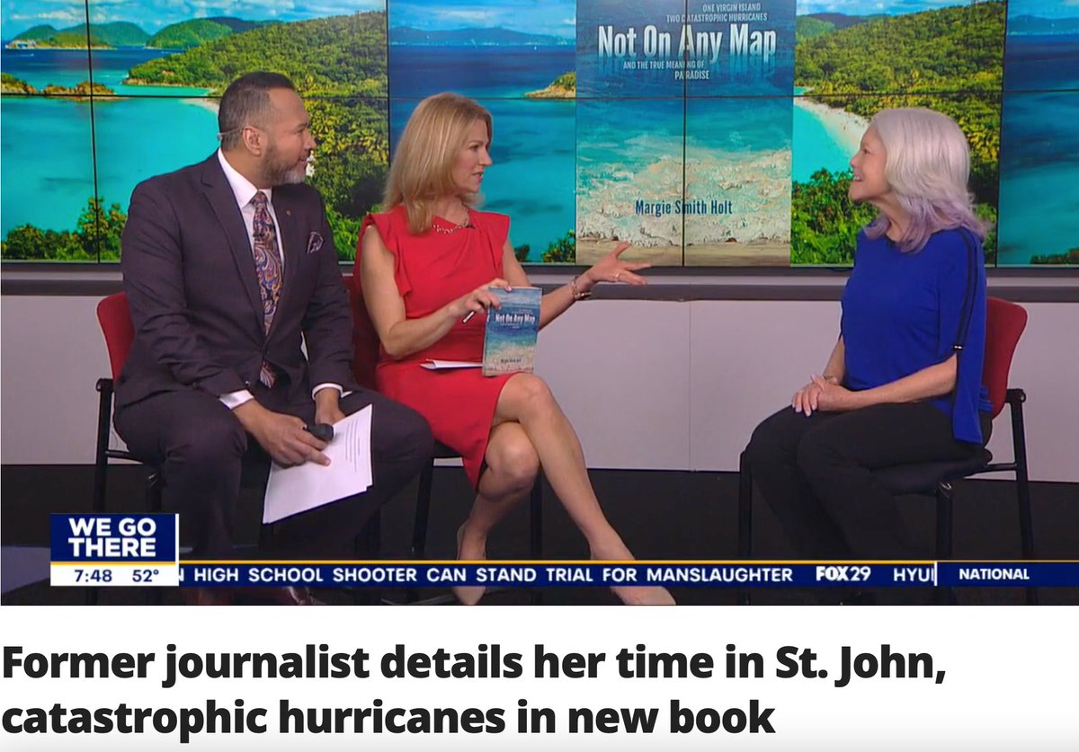 MsMargarita1's tweet photo. Thank you @VinceDeFruscio @thomasdrayton @KarenFox29 for inviting me to talk about my new book NOT ON ANY MAP: One Virgin Island, Two Catastrophic Hurricanes, and the True Meaning of Paradise on #fox29goodday. @MikeFOX29  @SueSerioFox29 missed seeing you! #notonanymap https://t.co/ge2YOx43Xz
