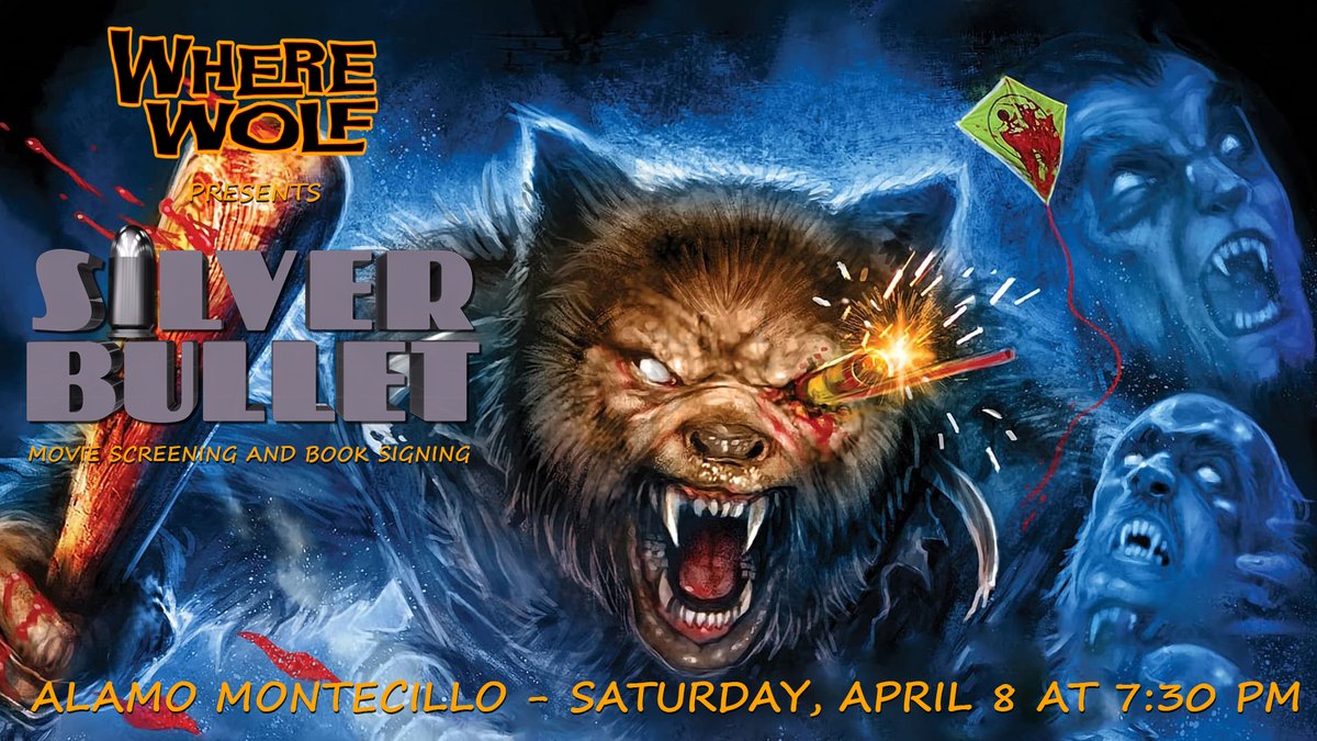 In two weeks: My waltz across Texas comes a close as I screen Stephen King's SILVER BULLET at <a href="/AlamoEP/">Alamo El Paso</a> Montecillo. Join me on the border as I screen a werewolf movie and sign copies of WHERE WOLF. I promise you'll like(anthrope) what I have in store.

🎟️: drafthouse.com/el-paso/event/…