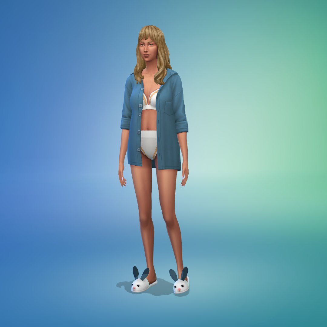 aliatanna_sims's tweet photo. so this is an interesting glitch... this item from the #Simtimateskit seems to make the ears on the bunny slippers change colour 🤔when I removed the outfit, the slippers went back to white ears @theSims @TheSimsDirect #theSims4 https://t.co/E3EmJK01HK